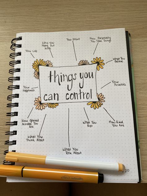 Things you can control xo Things I Cant Control Bullet Journal, What Do You Write In A Diary, Thought Journal Ideas, Cute Stuff To Write In A Journal, Cute Things To Journal, Things I Can Control Bullet Journal, Things To Write In A Dairy, Things To Put In Notebooks, What Can I Write In My Diary