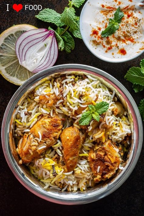 Chicken Dum Biryani Photography, Dum Biryani Photography, Biryani Photography, Food Photography Vegetables, Biryani Masala Powder, Easy Chicken Biryani Recipe, Chicken Dum Biryani Recipe, Hyderabadi Chicken, Chicken Dum Biryani