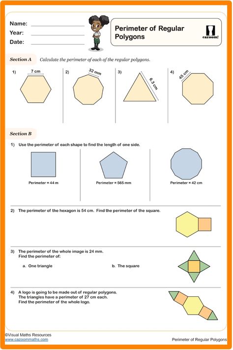 In this engaging lesson, students in Year 4 and 5 delve into the world of regular polygons, mastering perimeter calculations with confidence. By building upon their understanding of rectilinear shapes, they tackle more intricate polygon challenges. Through problem-solving tasks involving side lengths, perimeters, and composite shapes, they enhance their math skills while enjoying a stimulating learning experience. Year 5 Maths Worksheets, Year 4 Maths Worksheets, Year 5 Maths, Year 4 Maths, Composite Shapes, Ks2 Maths, Regular Polygon, Geometry Worksheets, Shapes Worksheets