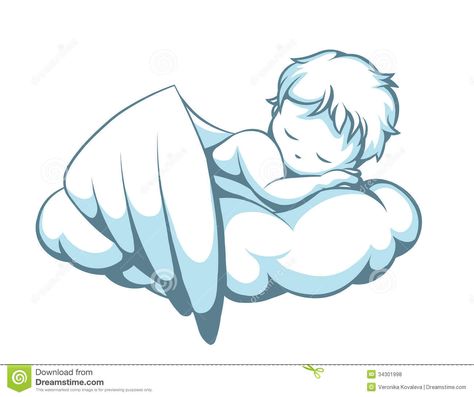 Sleeping Little Angel - Download From Over 30 Million High Quality Stock Photos, Images, Vectors. Sign up for FREE today. Image: 34301998 Angel Baby Drawing, Angel Rocks, Christmas Sketches, Flying Illustration, Baby Angel Tattoo, Action Art, Angel Vector, Angel Clouds, Sleeping Angel