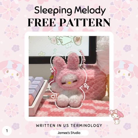 My Melody Pattern Crochet, Crochet Melody Free Pattern, My Melody Free Crochet Pattern, Free Sanrio Crochet Patterns, My Melody Crochet Pattern Free, Sanrio Crochet Pattern, Sanrio Diy Crafts, Sanrio Crochet Free Pattern, My Melody Crochet Pattern