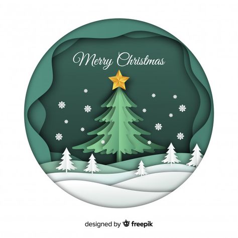 Merry christmas background in paper art style Free Vector | Free Vector #Freepik #vector #freebackground #freechristmas #freechristmas-tree #freechristmas-card Happy Christmas Wishes, Realistic Christmas Trees, 달력 디자인, Paper Cutout Art, Merry Christmas Background, Christmas Tree Cards, Christmas Graphics, 3d Christmas, Paper Cut Art