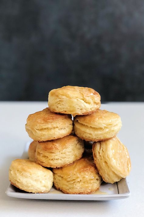 Honey Butter Biscuits (Church's Chicken Biscuits Copycat) Churchs Chicken, Honey Biscuit Recipe, Butter Biscuits Recipe, Honey Butter Biscuits, Chicken Salad Dressing, Chicken Biscuits, Chicken Biscuit, Homemade Fried Chicken, Homemade Buttermilk Biscuits