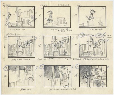 9 Storyboard Drawings from Closing Titles of Top Cat Simple Storyboard, Storyboard Animation, Animation Cat, Storyboard Drawing, Top Cat, Cat Top, Hanna Barbera, Art Model, Overwatch