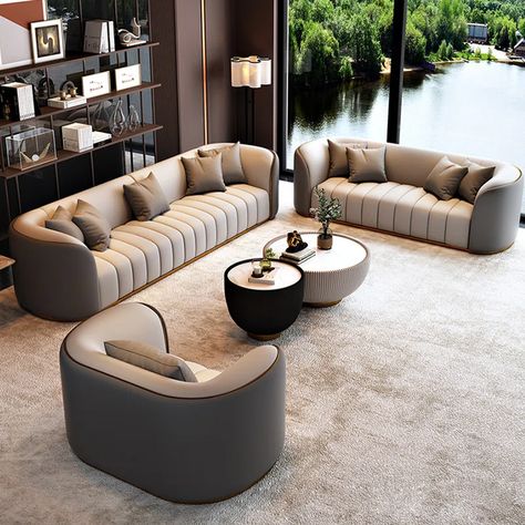 PopperLip 4 - Piece Faux Leather Reception Set | Wayfair Luxury Sofa Living Room, Luxury Sofa Design, Sofa L, Kindergarten Design, Luxury Furniture Living Room, Premium Sofa, Sofa Set Designs, Neutral Living Room, Leather Living Room Set