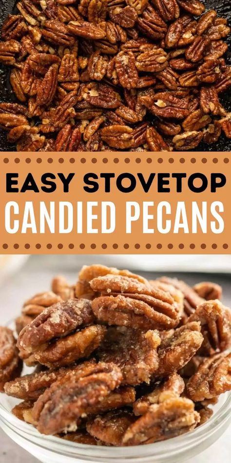 Candied Pecans Stovetop Recipe - Eating on a Dime Candid Pecans, Candied Pecans Easy, Pecan Recipes Easy, Candied Pecans Recipe, Easy Candy Recipes, Eating On A Dime, Spiced Pecans, Stove Top Recipes, Nut Recipes