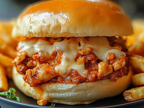 Delicious Cajun Chicken Sloppy Joes - Chicken Cajun, Chicken Sloppy Joes, Make Me A Sandwich, My Own Private Idaho, Chicken For Dinner, Ground Chicken Recipes, Sloppy Joes Recipe, Recipes Easy Quick, Cajun Cooking