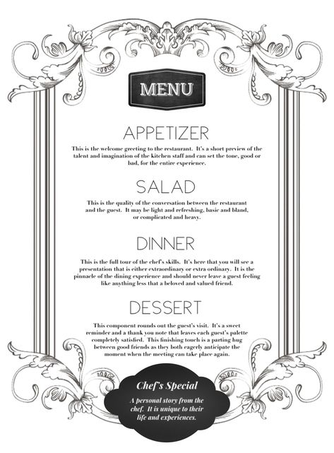 What each section of a menu actually represents in the dining experience Fancy Menu Ideas, Fine Dining Menu Ideas, Menu Design Aesthetic, Fancy Menu Design, French Restaurant Menu, Cast Au, Restaurant Menu Card, Fine Dining Menu, 5 Course Meal