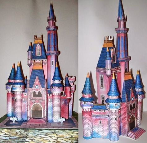 Tektonten Papercraft: Vintage Disney: Cinderella Castle Paper Model Disney Magazine, Paper Castle, Disney Cinderella Castle, Castle Crafts, Cardboard Castle, Disney Printables, Papercraft Templates, Cinderella Castle, Cardboard Art