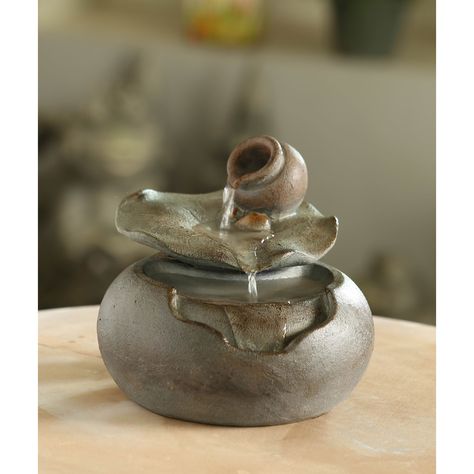 Jeco Lotus Leaf Tabletop Water Fountain (Water Fountain), Multi (Resin) Tabletop Water Fountain, Indoor Water Fountains, Fiberglass Resin, Tabletop Fountain, Fountain Feature, Water Fountains Outdoor, Indoor Fountain, Flowing Water, Lotus Leaves