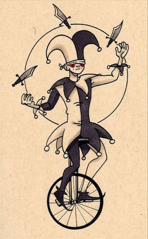 Into Tattoo, Jester Tattoo, Circus Ideas, Steampunk Circus, Easy Tattoo, Circus Aesthetic, Tattoo Cream, Clown Tattoo, Bike Illustration