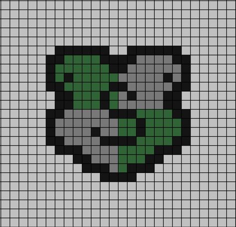 A pixel art template of the Slytherin house crest, from Hogwarts School of the Harry Potter franchise.

This can also be taken as a logo. Though it isn't accurate enough to actually be the house crest, as it's a simple miniature version. Pixel Art Harry Potter, Pixel Art Crochet, Slytherin House Crest, Pixel Art Animals, Harry Potter Perler Beads, Harry Potter Blanket, Harry Potter Quilt, Harry Potter Crochet, Art Harry Potter