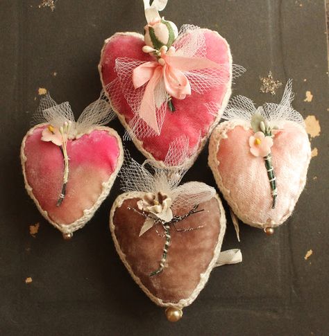 Velvet Hearts for the shop update Vintage Handmade on Etsy by Julie Collings Velvet Hearts, Plum Velvet, Valentine Vintage, Vintage Millinery Flowers, Holiday Sewing, Pure Heart, Sweet Hearts, Vintage Millinery, Fabric Hearts