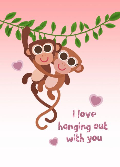 Monkey Valentine Cards, Diy Valentine Gifts For Boyfriend, Monkey Valentine, Craft Business Cards, Baby Art Crafts, Sister Cards, Valentines Day Cards Diy, Monkey Illustration, Monkey Gifts