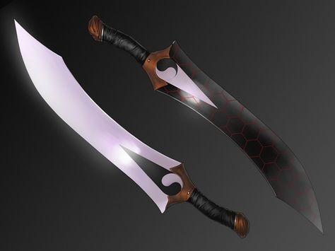 Kanshou and Bakuya - the twin short swords used by Archer in the "Fate/Stay Night" anime series. #Fate #FateAnime #Archer #FateArcher #Swords #Anime Fate Archer, Shirou Emiya, Fantasy Props, Cool Swords, Dungeons And Dragons Homebrew, Cool Knives, Stay Night, Fate Stay Night, Rwby