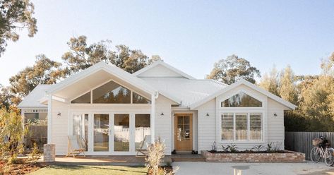 Our humble abode 🤍 we were aiming for a timeless beach house when we designed our home. The timber french doors and weatherboards are more … | Instagram Triangular Windows, Humble Abode, Our Home, French Doors, The Modern, Beach House, Doors, Instagram