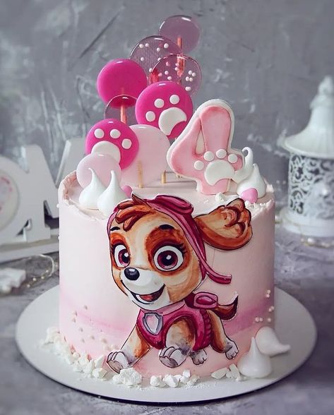 Sky Cake Topper Paw Patrol, Sky Patrol Cake, Sky Paw Patrol Cake Ideas, Sky Everest Cake, Tort Psi Patrol Sky, Sky Cake Paw Patrol, Tort Psi Patrol, Paw Patrol Girl Cake, Paw Patrol Cake Girly