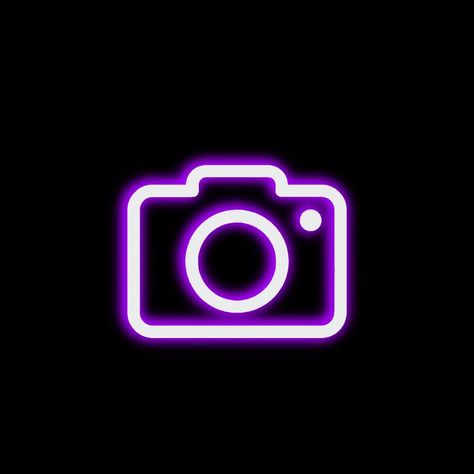 Purple Neon App Logos, Neon Camera Icon, Purple Neon, Wallpaper Iphone Neon, Themes App, Camera Icon, Purple Wallpaper Iphone, Ios App Icon Design, Iphone Photo App