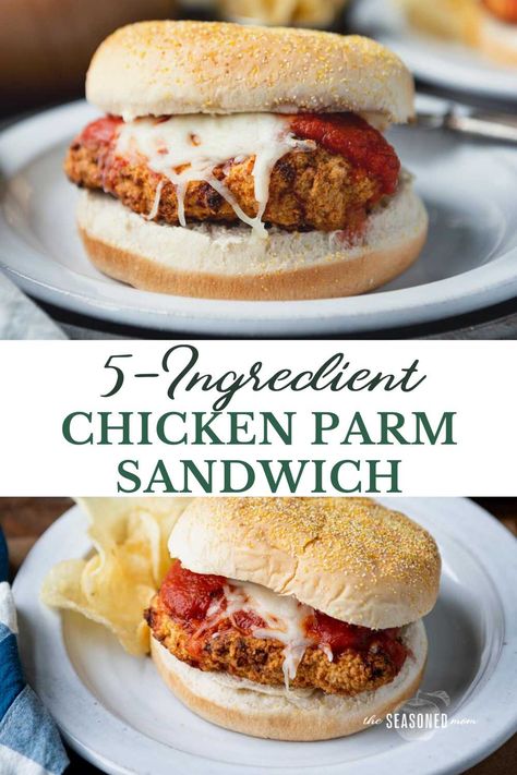 Chicken Parmesan Sandwich Recipe, Parmesan Sandwich, Chicken Patty Recipes, Baked Chicken Parm, Chicken Parmesan Sandwich, Chicken Parmesan Recipe Easy, Healthy Chicken Parmesan, Healthy Baked Chicken, Easy Chicken Parmesan