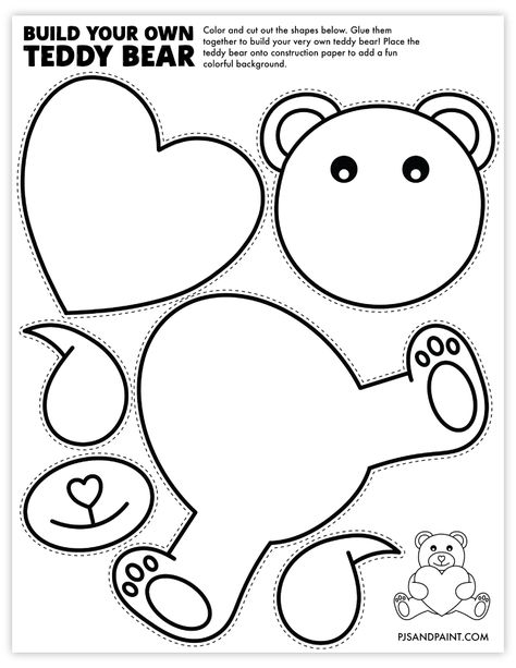 build a teddy bear printable Build A Bear Printable, Free Bear Valentine Printable, Febuary Crafts For Kids Preschool, Valentines Cut Outs, Valentines Day Prek Crafts, Valentines Crafts For Kids Printable, Valentines Cut And Paste Craft, Valentines Day Cut Outs, Teddy Bear Crafts For Preschoolers