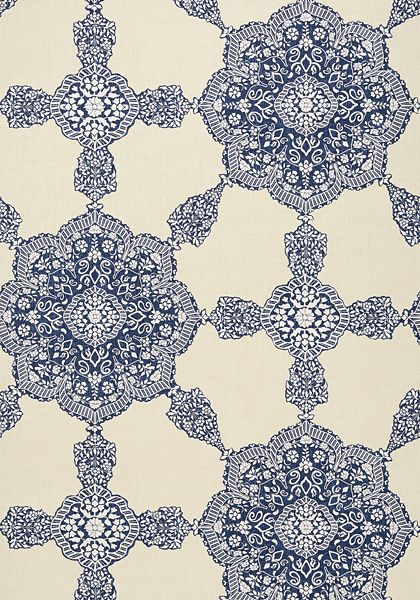 Jungalow Wallpaper, Blue And White Wallpaper, Thibaut Wallpaper, Paisley Wallpaper, Medallion Print, Wallpaper Stores, Medallion Design, White Wallpaper, Wall Treatments