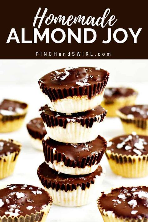 No bake, homemade Almond Joy Bars are so easy to make with this easy recipe! On of those healthy sweet treats that's so much better than the store bought version! Keto, Paleo and Vegan if you use sugar instead of honey. Gluten Free Birthday Treats, Homemade Almond Joy, Almond Joy Bites, Aip Sweets, Almond Joys, Almond Joy Bars, Edible Ideas, Easy Party Desserts, Vegan Candy