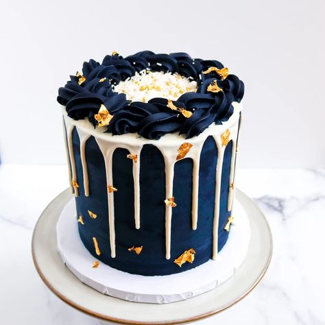 Gallery | Los Angeles, CA 90034 | Dportsweets Butter Icing Cake Designs, Navy Blue Cake, Coating Chocolate, Birthday Cake For Boyfriend, Modern Birthday Cakes, Blue Birthday Cakes, Cake For Boyfriend, Buttercream Cake Designs, Chocolate Cake Designs