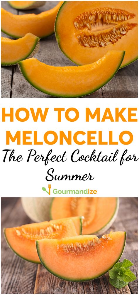 This Italian melon cocktail is about to become your new favorite summer drink. #drinks #cocktails #italiancocktails #summer #summerdrinks #fruit #fruitcocktail Melon Liqueur Recipe, Melon Cello, Melon Liquor Drinks Cocktail Recipes, Meloncello Recipe, Melon Cocktail Recipes, Melon Cocktail, Melon Lemonade, Homemade Wine Recipes, Limoncello Recipe