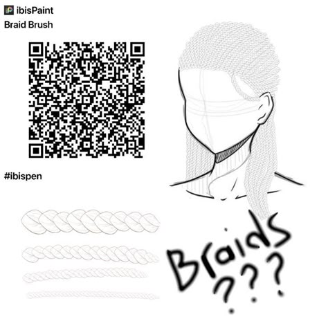 Box Braid Brush Ibis Paint, Ibis Paint Dreadlock Brush, Braids Qr Code Ibis Paint, Ibis Paint Brush Braid, Ibis Paint Braid Brush Code, Afro Hair Ibis Paint Code, Braid Qr Code Ibis Paint, Dread Ibispaint Brush, Braid Pen Ibis Paint