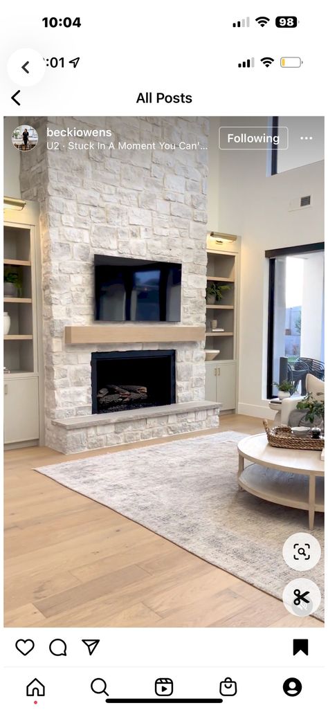 Sandstone Fireplace, Stacked Stone Fireplaces, Fireplace Redo, Fireplace Tv Wall, Southern House, Fireplace Built Ins, Family Room Fireplace, Fireplace Remodel, Home Fireplace