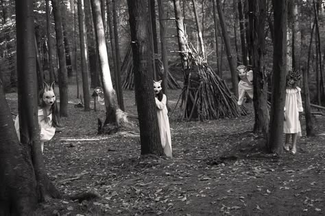 Photoshoot In Woods, Haunting Photography, Scary Woods, Creepy Woods, Scary Photography, Mask Photoshoot, Witches Woods, Spooky Woods, Creepy Photography