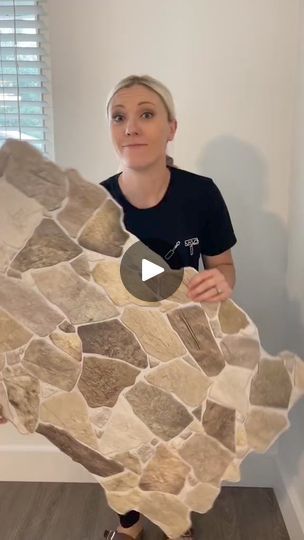 56_Finished faux stone wall! Thoughts #accentwall #diy #livingroom #homeimprovement #interiordesign | Elisabeth Martinez | Elisabeth Martinez · Original audio Diy Fake Stone Wall, Wall Thoughts, Fake Rock Wall, Stone Panels Exterior, Faux Rock Walls, Fake Stone Wall, Stone Backsplash Kitchen, Faux Stone Walls, Faux Stone Panels