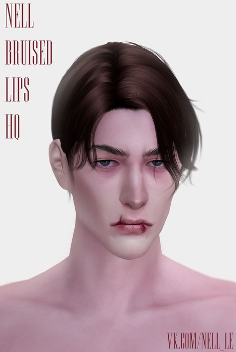 NELL — Bruised Lips - hq compatible - blush (base game) -... Sims 4 Cc Face Details Male, Sims 4 Blood Cc, Sims 4 Tattoos, Sims 4 Cc Eyes, The Sims 4 Skin, Scar Tattoo, Sims 4 Mm Cc, Sims 4 Cc Makeup, Sims 4 Cc Skin