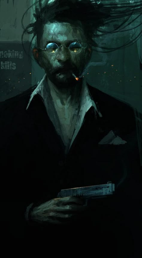 sekigan:  “Smoking kills by leopardsnow on DeviantArt  ” Concept Art Landscape, The Legend Of Sleepy Hollow, Vampire Masquerade, Heroic Fantasy, Arte Cyberpunk, Cyberpunk Character, Call Of Cthulhu, Modern Fantasy, Cyberpunk Art