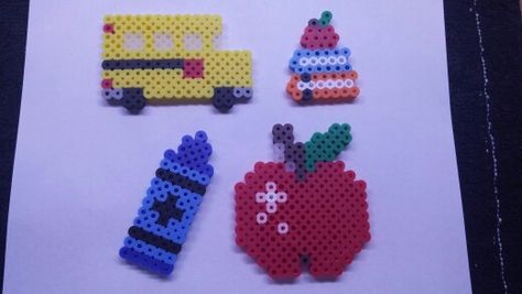 Teacher/school theme Teacher Perler Beads, School Perler Beads, Bead Pins, Perler Earrings, Easy Perler Bead Patterns, Bead Creations, Pixel Beads, Melty Bead Patterns, Easy Perler Beads Ideas