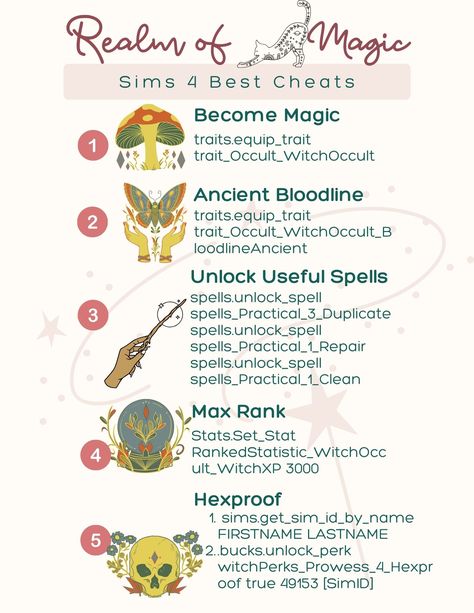 The best cheats for sims 4 Realm of Magic. Gardening spells to unlock: spells.unlock_spell spells_Practical_4_GrowPlant spells.unlock_spell spells_Practical_2_Garden Remove a curse: spells.unlock_spell spells_Untamed_4_RemoveCurse Steal stuff: spells.unlock_spell spells_Mischief_3_Steal Sims 4 Keyboard Controls, Sims Realm Of Magic, Realm Of Magic Sims 4 House, Sims 4 Realm Of Magic Builds, Sims 4 Realm Of Magic House, Sims 4 Realm Of Magic Mods, Sims 4 Magic Realm, Realm Of Magic Sims 4 Cc, Sims4 Hacks