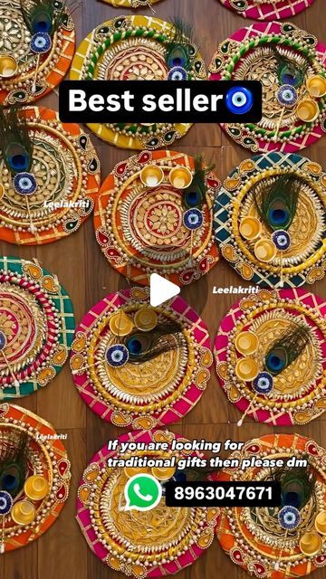 Rakhi / wedding favours / haldi,mehendi favours on Instagram: "Elevate your sacred rituals with our best-selling gota patti pooja plate, crafted to bring elegance and spirituality to your ceremonies with traditional gota patti vibe🕉  Dm or whatsapp us to order!  (Pooja plate , return favours , pooja thali , house warming gift , wedding return gift , haldi return gift , wedding gifts , rakhi hamper )  #poojaplate #poojathali #poojathalidecoration #housewarminggift #returngifts #returnfavours #weddinggifts #giftideas #rakhihampers #rakhigifts" Return Gifts For House Warming Indian, Return Gifts For Wedding Indian, Wedding Return Gifts Indian, Haldi Plate, Mehendi Favours, Return Favours, Return Gifts Indian, Rakhi Hampers, Chaturthi Decoration