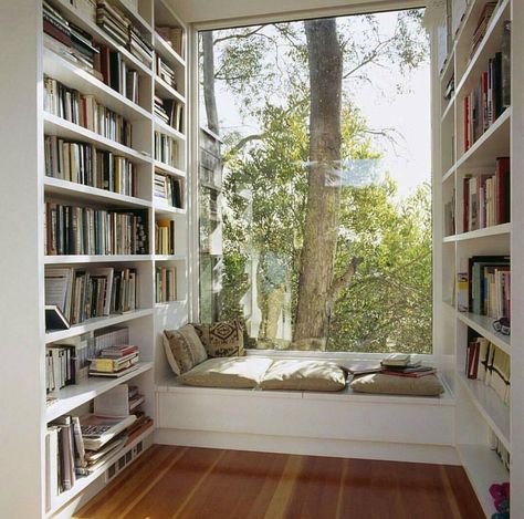 Pinterest: @amaurucusi Tree House Interior, Bibliotheque Design, Cozy Reading Corners, Home Library Design, Modern Houses Interior, Home Office Setup, Cozy Reading Nook, Home Library, Book Nooks