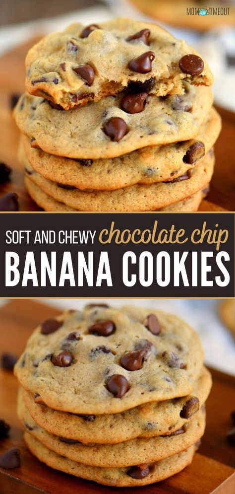 Banana Biscuits Recipe, Banana Dessert Recipes No Egg, 3 Ripe Banana Recipes, Banana Cookies 3 Ingredient, Strawberry Banana Cookies, Banana Bread Cookies Recipe, Chocolate Chip Banana Cookies, Overripe Banana Recipes, Healthy Baked Goods