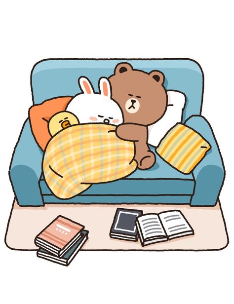 Friends Story Instagram, Line Brown Bear, Kawaii Notepad, Line Cony, Romantic Memes, Bear And Bunny, Brown And Cony, Cony Brown, Love Is Cartoon