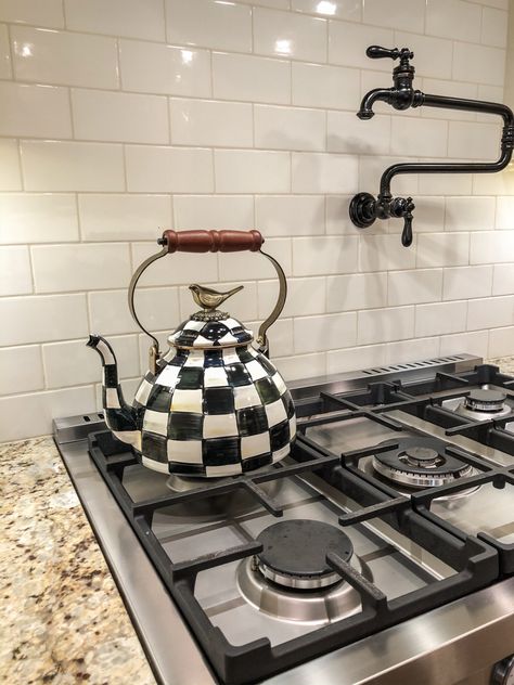 Checkered Tea Kettle, Mackenzie Childs Kettle, Mackenzie Childs Teapot, Pretty Tea Kettle, Cute Tea Kettle Stovetop, Mackenzie Childs Tea Kettle, Ceramic Tea Kettle, Mckenzie Childs Kitchen Decor, Checkered Teapot