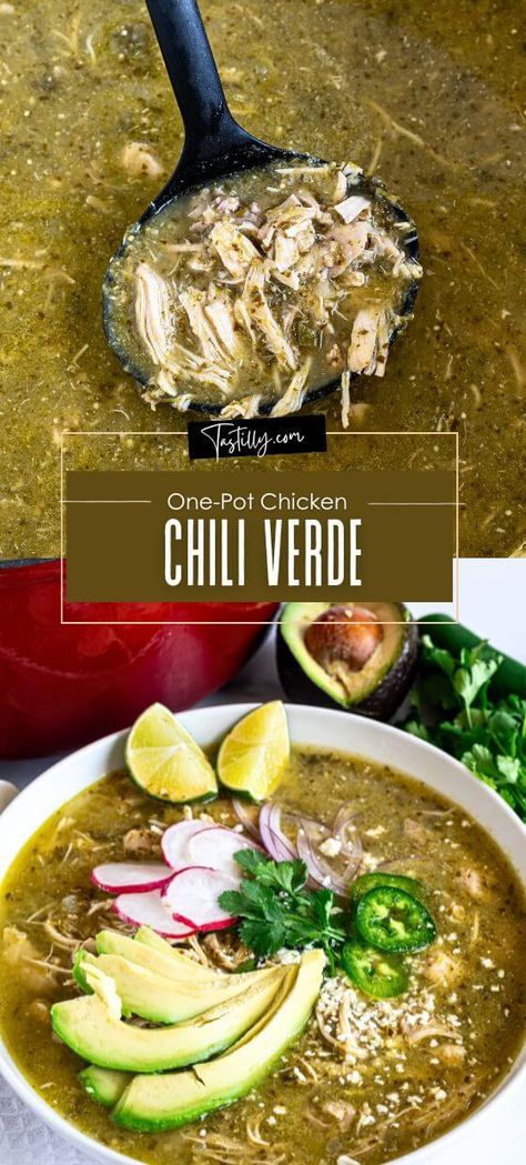 Quick One-Pot Chicken Chili Verde – Tastilly Chilli Verde Recipe, Turkey Chili Verde, Best Chicken Chili, Chili Varieties, Chicken Chile Verde, Mexican Soups, Chicken Chili Verde, Easy Honey Garlic Chicken, Juicy Chicken Thighs