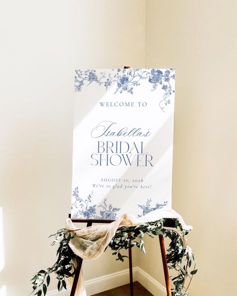 ENJOY 60% OFF WHEN YOU ORDER 3 OR MORE ITEMS. Use Code: SAVEBIG60 at checkout for 60% off 3 items!  This Beautiful Editable Bridal Shower Welcome Sign features a hand-painted vintage florals with a classic font, a perfect way to welcome your loved ones to your baby shower, bridal shower, birthday party or any event! After you place your order, you will receive an email from Templett with access to your self-editable template where you will be able to customize all your own details! Templett is an online application editor that allows you to completely personalize your printable directly in your browser. Good news: no need to download any fonts or software! ---------------------- HOW IT WORKS ---------------------- 1. Purchase the listing(s). 2. Download and read the Instruction Guide linke Blue Welcome Sign, Welcome Sign Bridal, Brunch Bubbly, Welcome Sign Wedding, Vintage Florals, Bridal Shower Welcome Sign, Shower Welcome Sign, Wedding Welcome Sign, Floral Bridal Shower