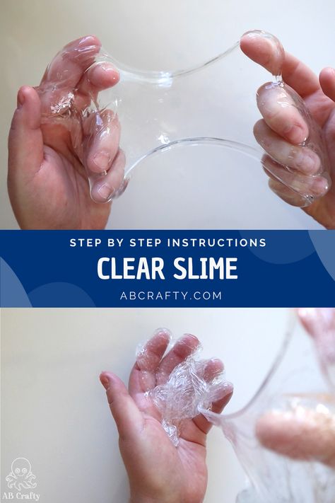 This clear slime recipe only takes a few ingredients and makes crystal clear slime! You can even make it in different colors! Continuing with my slime making obsession, I wanted to try to make the clearest slime I could. You of course need to use clear glue to make it, which can be more difficult to work with. But this method makes this clear slime fool proof! Clear Slime Recipe, Diy Clear Slime, Yellow Slime, Water Slime, Clear Glue Slime, Slime Making, How To Make Crystals, Blue Food Coloring, Clear Slime