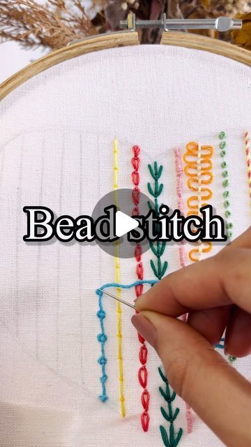 Thread Work Tutorial, Thread Designs On Cloth, How To Embroider Beads, Simple Bead Embroidery, Loop Stitch Embroidery, Thread Work Designs, Back Stitch Embroidery, Creative Stitching, Textiles Embroidery