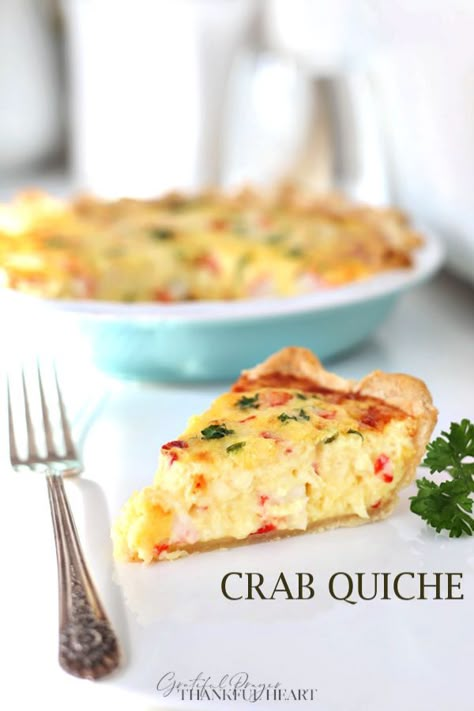 How can you not love a dish that is easy to make and easy to serve, tastes delicious, travels well and perfect for brunch, lunch and dinner. I even like it leftover for breakfast! Crab Quiche recipe is a keeper. Seafood Quiche, Crab Quiche, Grateful Prayer, Quiche Recipes Easy, Tomato Pie, Breakfast Quiche, Crab Recipes, Quiche Recipes, Pan Dulce