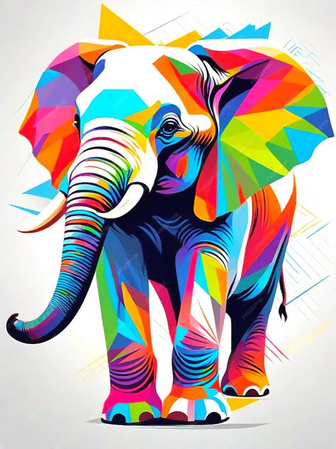 Premium Vector | A colorful elephant paint Elephant Illustration Art, Colorful Elephant Painting, Dog Painting Pop Art, Animal Canvas Paintings, Wpap Art, Elephant Pictures, Pop Art Animals, Elephant Illustration, Colorful Elephant