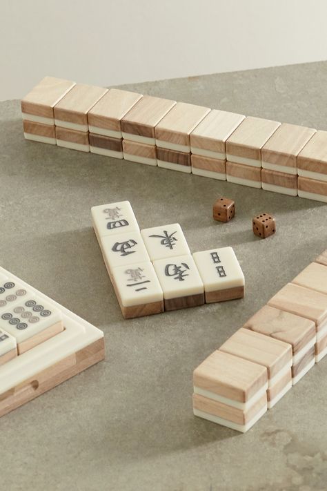 BRUNELLO CUCINELLI Walnut wood and Krion Mahjong set | NET-A-PORTER Crazy Rich Asians Wedding, Mahjong Table, Typo Logo Design, Dinner Games, Mahjong Set, Chinese Art Painting, Wooden Dice, Mood Images, Dominoes Set