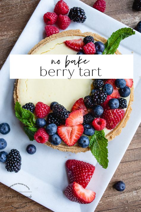 no bake berry tart No Bake Fruit Tart, Wimbledon Strawberries And Cream, Strawberries And Cream Recipe, Blueberry Lemon Bread, Almond Flour Blueberry Muffins, Cream Desserts Recipes, Fresh Squeezed Orange Juice, Coconut Tart, Lemon Blueberry Bread