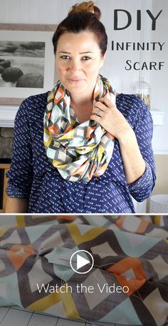 Diy Infinity Scarf, Infinity Scarf Tutorial, Sewing Club, Sew Clothing, Infinity Scarfs, First Sewing Projects, Sewing Tricks, Funny Ideas, Garment Sewing